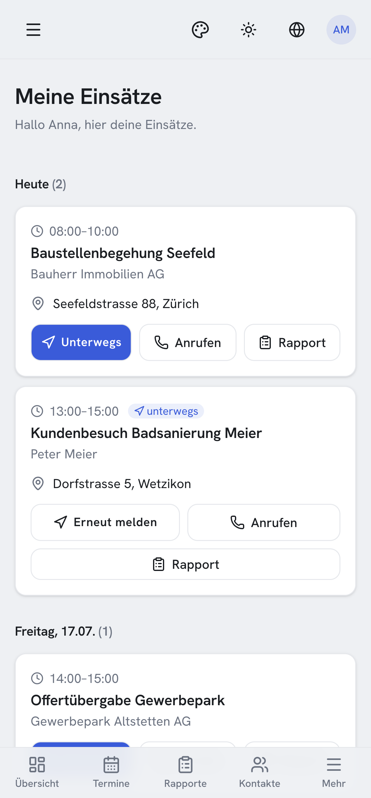 hauscloud PWA „Meine Einsätze“ auf dem Smartphone